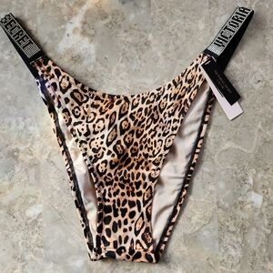 L XL Victoria's Secret Shine Strap Brazilian Bikini Bottom Cheetah